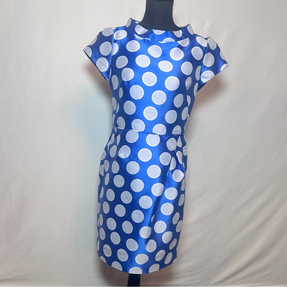 Sara Campbell Dress NWOT Polka Dot White/Blue - Size 4